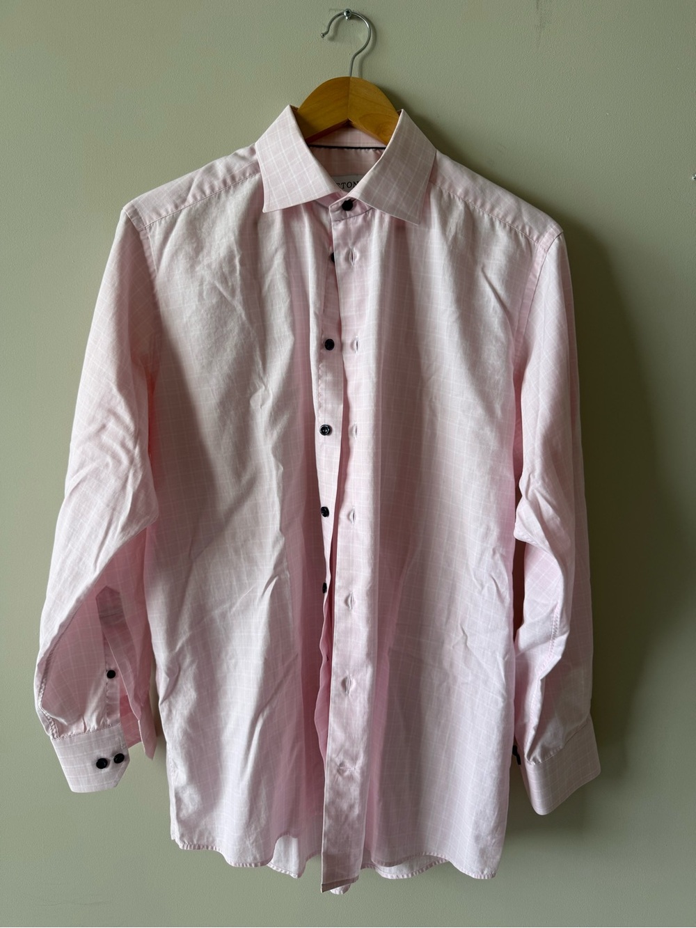Eton Light Pink Men's Dress Shirt 16/41 Fine Twill contemporary SHORTENED SLEEVE